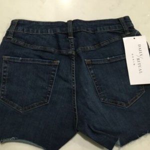 Brand New Daily Ritual Women's Standard Denim Cutoff Shorts, Sz 26 Waist, Blue